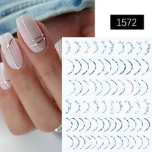 Load image into Gallery viewer, 1PC Silver Gold Lines Stripe 3D Nail Sticker Geometric Waved Star Heart Self Adhesive Slider Papers Nail Art Transfer Stickers