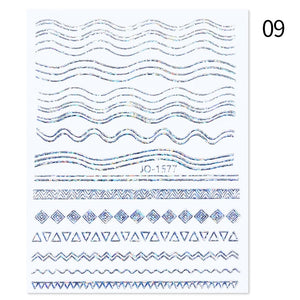 1PC Silver Gold Lines Stripe 3D Nail Sticker Geometric Waved Star Heart Self Adhesive Slider Papers Nail Art Transfer Stickers