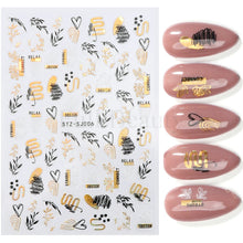 Load image into Gallery viewer, 3D Fall Nail Stickers Gold Leaf Cotton Flowers Transfer Decals Nail Adhesive Sliders Manicure 2022 Autumn Decorations TRSTZ-SJ