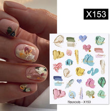 Load image into Gallery viewer, Harunouta Black Lines Flower Leaves Water Decals Stickers Floral Face Marble Pattern Slider For Nails Summer Nail Art Decoration