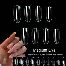 Load image into Gallery viewer, Gel Nails Extension System Full Cover Sculpted Clear Stiletto Coffin False Nail Tips 240pcs/bag