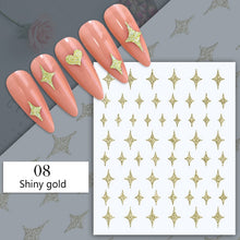 Load image into Gallery viewer, 1PC Silver Gold Lines Stripe 3D Nail Sticker Geometric Waved Star Heart Self Adhesive Slider Papers Nail Art Transfer Stickers