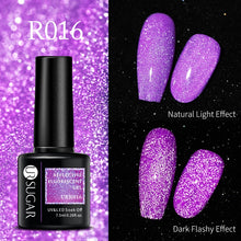Load image into Gallery viewer, UR SUGAR 7.5ml Thermal Ultra-thin Glitter Gel Soak Off UV Gel Color-chaging Snowflake Temperature Color Change Nail Art Varnish