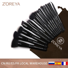 Load image into Gallery viewer, ZOREYA 7/15pcs Black Makeup Brushes Set Eye Shadow Powder Foundation Concealer Cosmetic Brush Makeup Blending Beauty Tools