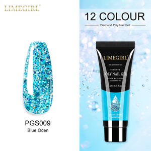Limegirl 15ml Poly Nail Gel Glitter Building Nail Gel For Manicure Nail Art Design Luminous Polygels Extension Nail Gel For Nail
