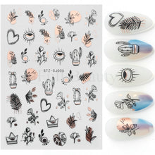 Load image into Gallery viewer, 3D Fall Nail Stickers Gold Leaf Cotton Flowers Transfer Decals Nail Adhesive Sliders Manicure 2022 Autumn Decorations TRSTZ-SJ