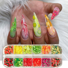 Load image into Gallery viewer, Mixed 3D Fruit Slices Sticker Polymer Clay DIY Designs Slice Lemon Nail Art Sliders Nails Art Decors Women Nail Tips Manicure