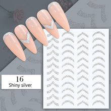 Load image into Gallery viewer, 1PC Silver Gold Lines Stripe 3D Nail Sticker Geometric Waved Star Heart Self Adhesive Slider Papers Nail Art Transfer Stickers