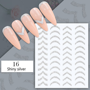 1PC Silver Gold Lines Stripe 3D Nail Sticker Geometric Waved Star Heart Self Adhesive Slider Papers Nail Art Transfer Stickers
