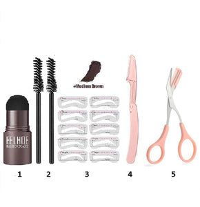 2023 Professional One Step Eyebrow Stamp Shaping Set Pen Pencil Waterproof Makeup For Women Perfect Brows Stencil And Kit Tattoo