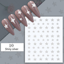 Load image into Gallery viewer, 1PC Silver Gold Lines Stripe 3D Nail Sticker Geometric Waved Star Heart Self Adhesive Slider Papers Nail Art Transfer Stickers