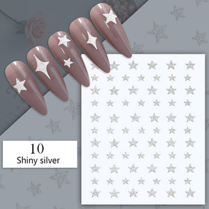 1PC Silver Gold Lines Stripe 3D Nail Sticker Geometric Waved Star Heart Self Adhesive Slider Papers Nail Art Transfer Stickers