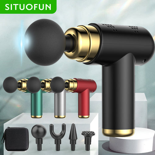 SITUOFUN Portable Massage Gun Deep Tissue Muscle Electric Massager Pain Relief For Body Neck Back Relaxation Fitness Slimming