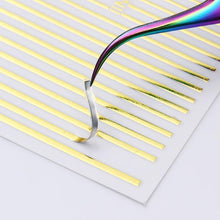 Load image into Gallery viewer, 1PC Silver Gold Lines Stripe 3D Nail Sticker Geometric Waved Star Heart Self Adhesive Slider Papers Nail Art Transfer Stickers