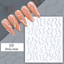 Load image into Gallery viewer, 1PC Silver Gold Lines Stripe 3D Nail Sticker Geometric Waved Star Heart Self Adhesive Slider Papers Nail Art Transfer Stickers