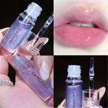 Load image into Gallery viewer, Transparent Crystal Jelly Lipgloss Shiny Clear Mirror Moisturizing Lip Balm Glitter Liquid Lipstick Lip Oil Fruit Taste Lip Tint