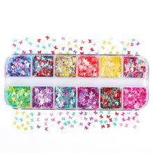 Load image into Gallery viewer, Holographic Butterfly Flakes Nail Art Glitter Sparkly 3D Laser Butterfly Sequins Tips DIY Polish Nail Art Decorations Manicure