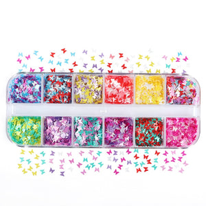 Holographic Butterfly Flakes Nail Art Glitter Sparkly 3D Laser Butterfly Sequins Tips DIY Polish Nail Art Decorations Manicure