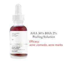 Load image into Gallery viewer, 10 kinds  Face Makeup Peeling Solution AHA 30% + BHA 2% Acne Removing Serum Repair Hyaluronic Acid Face Skin Care 30ml