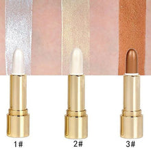 Load image into Gallery viewer, 3 Colors 3D Face Brighten Highlighter Bar Cosmetic Face Contour Bronzer Shimmer Highlighter Stick Concealer Cream Makeup tool