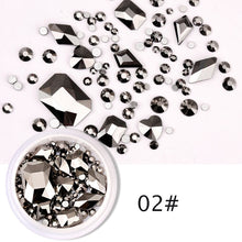 Load image into Gallery viewer, 1 Box Glitter 3D Rhinestones AB Flat Back Shiny Stones Nail Art Decorations Mixed Size Nail Gems Crystal Strass Accessories