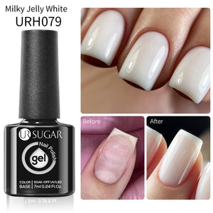 UR SUGAR 7.5ml 7ml Glass Bottle Milky Jelly White Gel Nail Polish White Color UV Led Gel Varnish For Manicure Nail Art Base Top