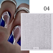 Load image into Gallery viewer, 1PC Silver Gold Lines Stripe 3D Nail Sticker Geometric Waved Star Heart Self Adhesive Slider Papers Nail Art Transfer Stickers