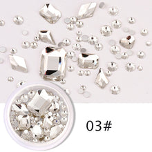 Load image into Gallery viewer, 1 Box Glitter 3D Rhinestones AB Flat Back Shiny Stones Nail Art Decorations Mixed Size Nail Gems Crystal Strass Accessories