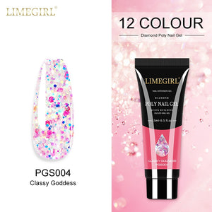 Limegirl 15ml Poly Nail Gel Glitter Building Nail Gel For Manicure Nail Art Design Luminous Polygels Extension Nail Gel For Nail