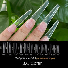 Load image into Gallery viewer, Gel Nails Extension System Full Cover Sculpted Clear Stiletto Coffin False Nail Tips 240pcs/bag