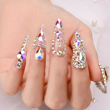 Load image into Gallery viewer, 1 Box Glitter 3D Rhinestones AB Flat Back Shiny Stones Nail Art Decorations Mixed Size Nail Gems Crystal Strass Accessories