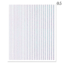 Load image into Gallery viewer, 1PC Silver Gold Lines Stripe 3D Nail Sticker Geometric Waved Star Heart Self Adhesive Slider Papers Nail Art Transfer Stickers