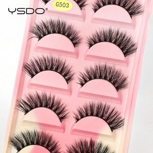 YSDO 5 Pairs Eyelashes Natural Long 3D Mink Lashes Fluffy Volume Mink False Eyelashes Cruelty Free Wispy Lashes Makeup Cilios