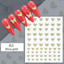 Load image into Gallery viewer, 1PC Silver Gold Lines Stripe 3D Nail Sticker Geometric Waved Star Heart Self Adhesive Slider Papers Nail Art Transfer Stickers