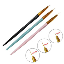 Load image into Gallery viewer, 3Pcs French Stripe Nail Art Liner Brush Set 3D Tips Line Stripes DIY Drawing Pen UV Gel Brushes Painting Pen Manicure Tools