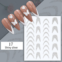 Load image into Gallery viewer, 1PC Silver Gold Lines Stripe 3D Nail Sticker Geometric Waved Star Heart Self Adhesive Slider Papers Nail Art Transfer Stickers