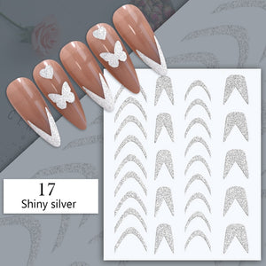1PC Silver Gold Lines Stripe 3D Nail Sticker Geometric Waved Star Heart Self Adhesive Slider Papers Nail Art Transfer Stickers