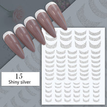 Load image into Gallery viewer, 1PC Silver Gold Lines Stripe 3D Nail Sticker Geometric Waved Star Heart Self Adhesive Slider Papers Nail Art Transfer Stickers