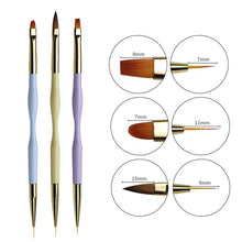 Load image into Gallery viewer, 3Pcs French Stripe Nail Art Liner Brush Set 3D Tips Line Stripes DIY Drawing Pen UV Gel Brushes Painting Pen Manicure Tools